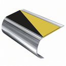 Bullnose Stair Nosing 70mm Tread 2.44m Aluminium PVC Inser, hazard insert, Mirrorflect Silver finish
