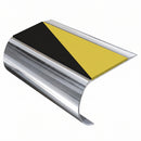 Bullnose Stair Nosing 70mm Tread Aluminium 3.22m Single Ch, hazard insert, Mirrorflect Silver finish