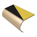 Aluminium Stair Nosing 2.75m Single Channel 37mm Bullnose, hazard insert, Satin Bronze finish
