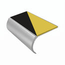 Bullnose Aluminium Stair Nosing 2.75m Single Channel PVC, hazard insert, Satin Silver finish