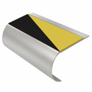 Aluminium Stair Nosing 70mm Tread 2.75m Bullnose, hazard insert, Satin Silver finish