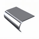 Bullnose Aluminium Stair Nosing 2.75m Single Channel PVC, mid grey insert, Mirrorflect Silver finish