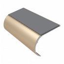 Aluminium Stair Nosing 2.75m Single Channel 37mm Bullnose, mid grey insert, Satin Bronze finish