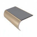Bullnose Aluminium Stair Nosing 2.75m Single Channel PVC, mid grey insert, Satin Bronze finish