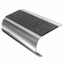 MorGrip Bullnose Stair Nosing Aluminium Single Channel, obsidian - mor grip insert, Mirrorflect Silver finish