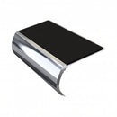 Bullnose Stair Nosing 3.22m Aluminium 55mm Tread Single Ch, premium black insert, Mirrorflect Silver finish