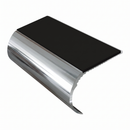 Aluminium Stair Nosing 2.44m Single Channel 37mm Bullnose, premium black insert, Mirrorflect Silver finish
