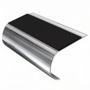 Bullnose Stair Nosing 70mm Tread Aluminium 3.22m Single Ch, premium black insert, Mirrorflect Silver finish