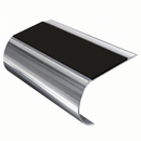 Aluminium Stair Nosing 70mm Tread 2.75m Bullnose, premium black insert, Mirrorflect Silver finish