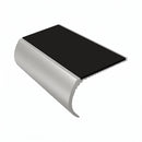 Bullnose Stair Nosing 3.22m Aluminium 55mm Tread Single Ch, premium black insert, Satin Silver finish