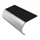Aluminium Stair Nosing 2.44m Single Channel 37mm Bullnose, premium black insert, Satin Silver finish