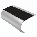 Aluminium Stair Nosing 70mm Tread 2.75m Bullnose, premium black insert, Satin Silver finish