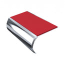 Bullnose Stair Nosing 3.22m Aluminium 55mm Tread Single Ch, red insert, Mirrorflect Silver finish