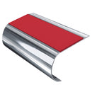 Bullnose Stair Nosing 70mm Tread Aluminium 3.22m Single Ch, red insert, Mirrorflect Silver finish