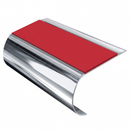 Aluminium Stair Nosing 70mm Tread 2.75m Bullnose, red insert, Mirrorflect Silver finish