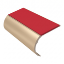 Aluminium Stair Nosing 2.44m Single Channel 37mm Bullnose, red insert, Satin Bronze finish