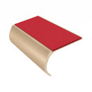 Bullnose Aluminium Stair Nosing 2.75m Single Channel PVC, red insert, Satin Bronze finish