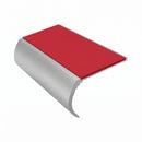 Bullnose Stair Nosing 3.22m Aluminium 55mm Tread Single Ch, red insert, Satin Silver finish