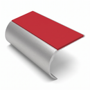 Aluminium Stair Nosing 2.44m Single Channel 37mm Bullnose, red insert, Satin Silver finish