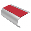 Aluminium Stair Nosing 70mm Tread 2.75m Bullnose, red insert, Satin Silver finish