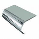 Aluminium Stair Nosing 2.44m Single Channel 37mm Bullnose, sage green insert, Mirrorflect Silver finish
