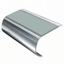 Bullnose Stair Nosing 70mm Tread Aluminium 3.22m Single Ch, sage green insert, Mirrorflect Silver finish