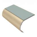 Aluminium Stair Nosing 2.44m Single Channel 37mm Bullnose, sage green insert, Satin Bronze finish