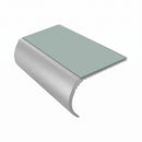 Bullnose Aluminium Stair Nosing 2.75m Single Channel PVC, sage green insert, Satin Silver finish