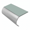 Aluminium Stair Nosing 2.75m Single Channel 37mm Bullnose, sage green insert, Satin Silver finish