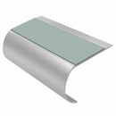 Aluminium Stair Nosing 70mm Tread 2.75m Bullnose, sage green insert, Satin Silver finish