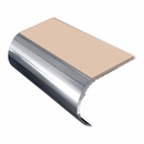 Aluminium Stair Nosing 2.44m Single Channel 37mm Bullnose, sahara insert, Mirrorflect Silver finish