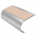 Bullnose Stair Nosing 70mm Tread 2.44m Aluminium PVC Inser, sahara insert, Satin Silver finish
