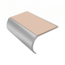 Bullnose Aluminium Stair Nosing 2.75m Single Channel PVC, sahara insert, Satin Silver finish
