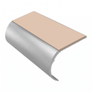 Aluminium Stair Nosing 2.75m Single Channel 37mm Bullnose, sahara insert, Satin Silver finish
