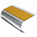 MorGrip Bullnose Stair Nosing Aluminium Single Channel, solar - mor grip insert, Mirrorflect Silver finish