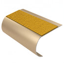 MorGrip Bullnose Stair Nosing Aluminium Single Channel, solar - mor grip insert, Satin Bronze finish