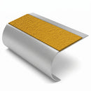 MorGrip Bullnose Stair Nosing Aluminium Single Channel, solar - mor grip insert, Satin Silver finish