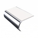 Bullnose Stair Nosing 3.22m Aluminium 55mm Tread Single Ch, white insert, Mirrorflect Silver finish
