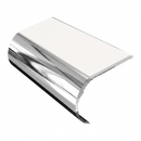 Aluminium Stair Nosing 2.44m Single Channel 37mm Bullnose, white insert, Mirrorflect Silver finish