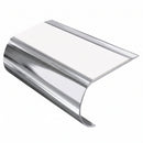 Bullnose Stair Nosing 70mm Tread Aluminium 3.22m Single Ch, white insert, Mirrorflect Silver finish