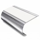 Aluminium Stair Nosing 70mm Tread 2.75m Bullnose, white insert, Mirrorflect Silver finish
