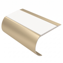 Bullnose Stair Nosing 70mm Tread 2.44m Aluminium PVC Inser, white insert, Satin Bronze finish