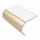 Aluminium Stair Nosing 2.75m Single Channel 37mm Bullnose, white insert, Satin Bronze finish