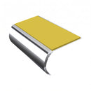 Bullnose Stair Nosing 3.22m Aluminium 55mm Tread Single Ch, yellow insert, Mirrorflect Silver finish
