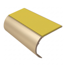 Aluminium Stair Nosing 2.44m Single Channel 37mm Bullnose, yellow insert, Satin Bronze finish