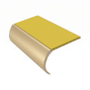 Bullnose Aluminium Stair Nosing 2.75m Single Channel PVC, yellow insert, Satin Bronze finish