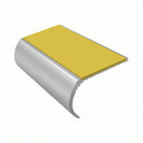 Bullnose Aluminium Stair Nosing 2.75m Single Channel PVC, yellow insert, Satin Silver finish
