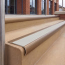 Satin Bronze 70 x 37mm bullnose stair nosing, Everest Exterior Grip insert, on outdoor entrance steps