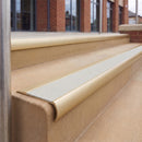 Satin Gold 70 x 37mm bullnose stair nosing, Everest Exterior Grip insert, on outdoor entrance steps
