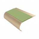Bullnose Stair Nosing 70mm Aluminium Single Channel PVC, apple green insert, Satin Bronze finish